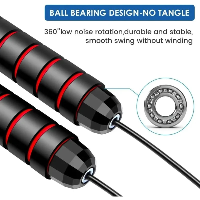 With Ball Bearings Adjustable Tangle-Free Speed Wire Jump Rope Workout with Foam Handles for Fitness Home Workouts and Slim Body
